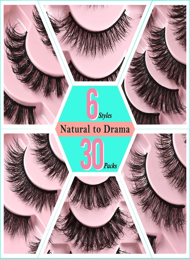 FARRED Lashes Natural False Eyelashes 6 Styles Wispy Strip Lash Pack 30 Pairs Cat Eye Fake Mink Eyelash Strips Short Fluffy Wispies Easy Lashes for Beginners Eye Lash Natural Looking for Daily Makeup - Image 3